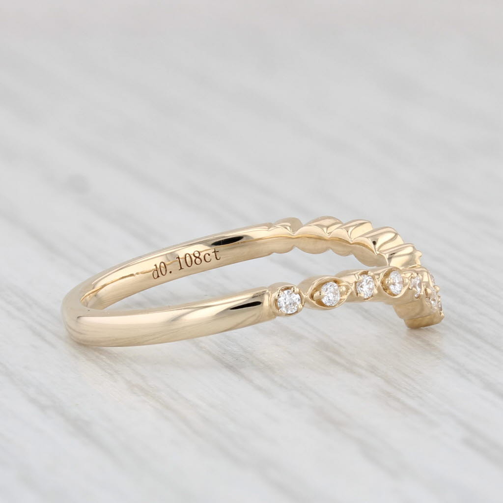 Light Gray New 0.10ctw Contoured Diamond Ring 14k Yellow Gold Wedding Band Guard Size 6.5