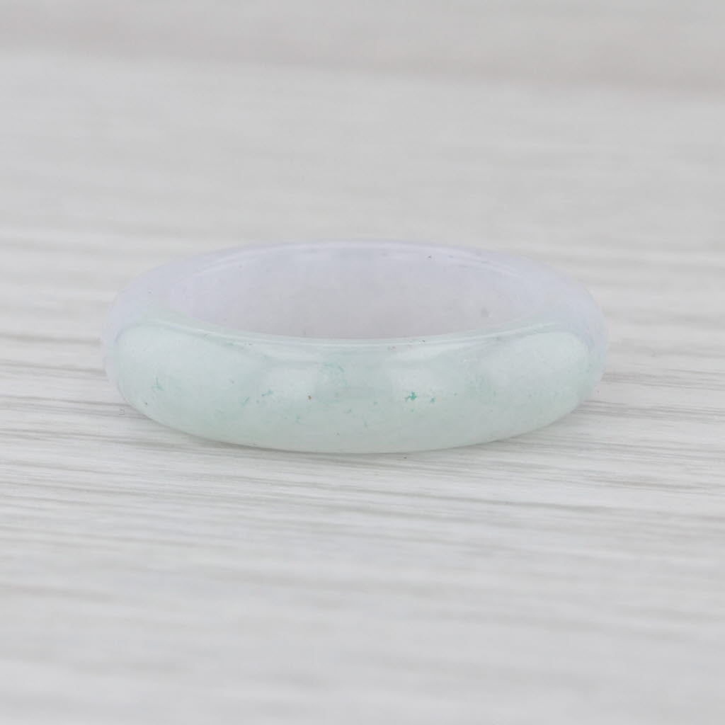 Marbled Pale Green Lavender Jadeite Jade Band Ring Size 7.5 5.4mm