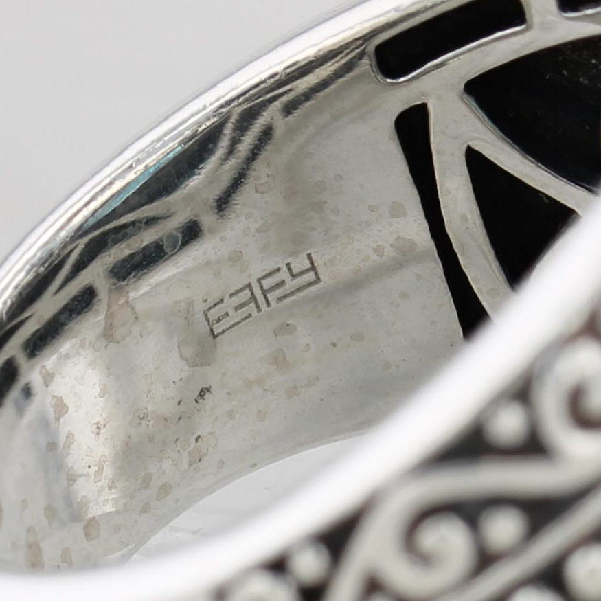 Gray Effy 7ct Cushion Blue Topaz Ring Sterling Silver Ornate Size 7.25