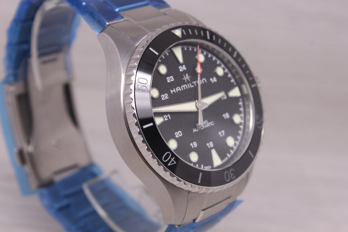 Hamilton Navy Scuba 43mm Steel Automatic Watch Black Dial Swiss H82515130 MINT