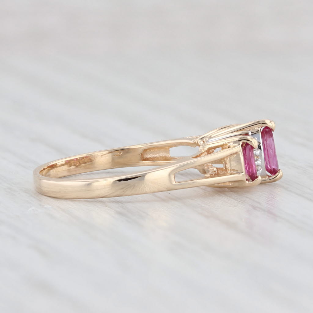 Light Gray 0.42ctw Marquise 3-Stone Ruby Diamond Ring 14k Yellow Gold Size 6