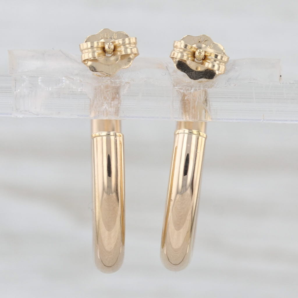 C-Hoop Earrings 14k Yellow Gold Round Hoops Butterfly Backs