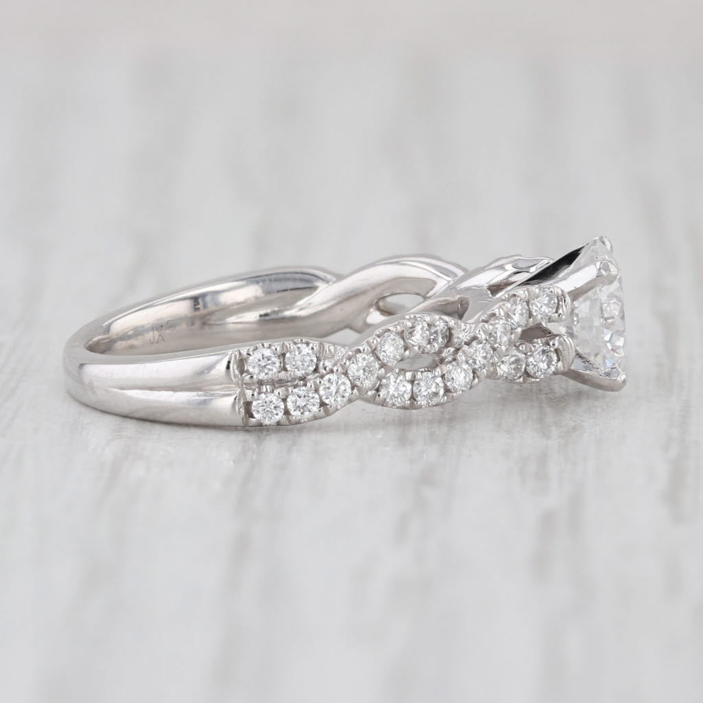 1.24ctw IGI Round Lab Grown Diamond Engagement Ring Woven 14k White Gold Size 6