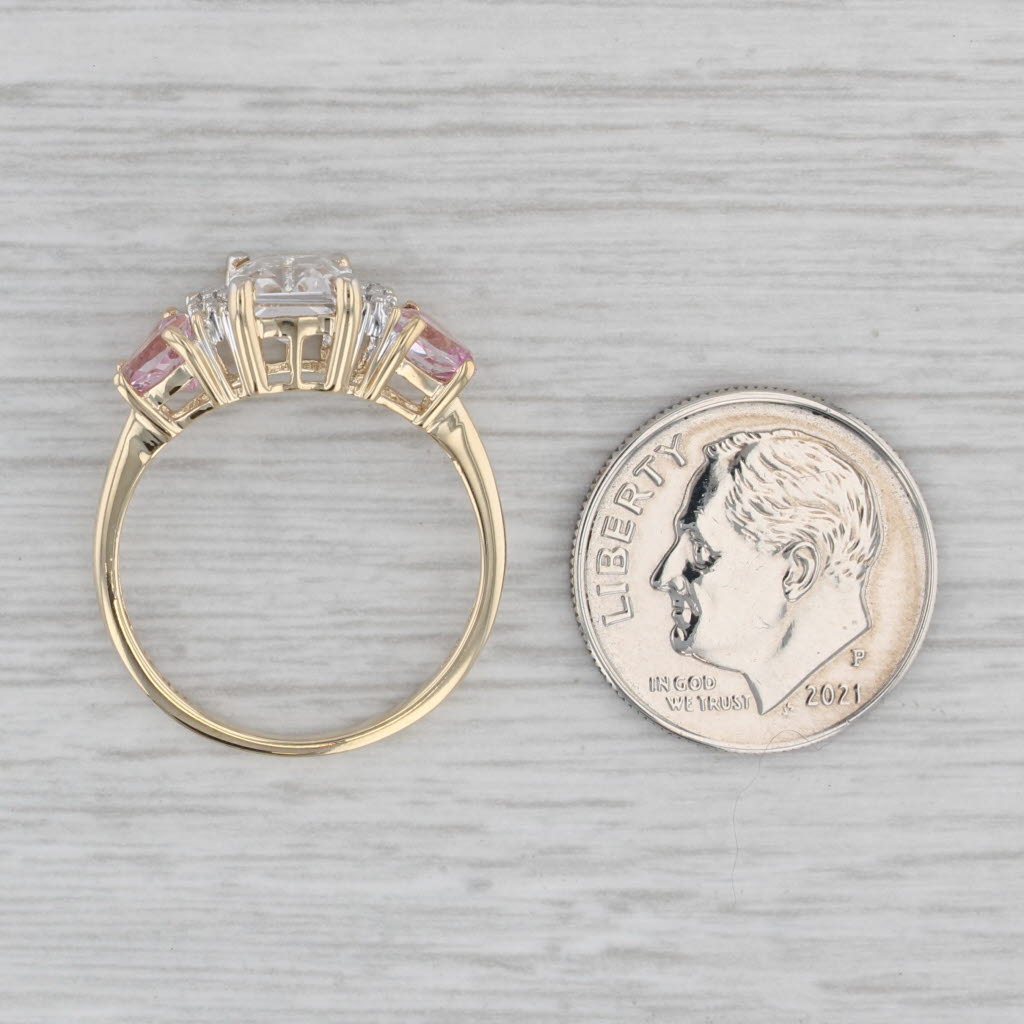Gray 3.12ctw White Topaz Pink Mystic Topaz Ring 10k Yellow Gold Size 7