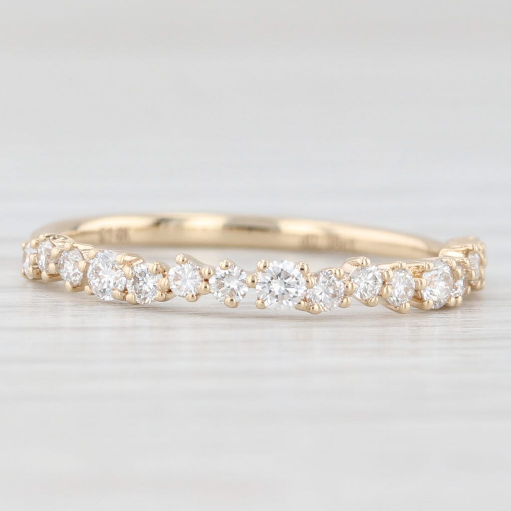 Light Gray New 0.38ctw Diamond Wedding Band 14k Yellow Gold Stackable Anniversary Ring 6.75