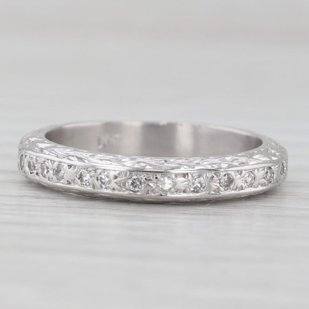 Light Gray 0.24ctw Diamond Eternity Wedding Band 14k White Gold Stackable Anniversary Ring