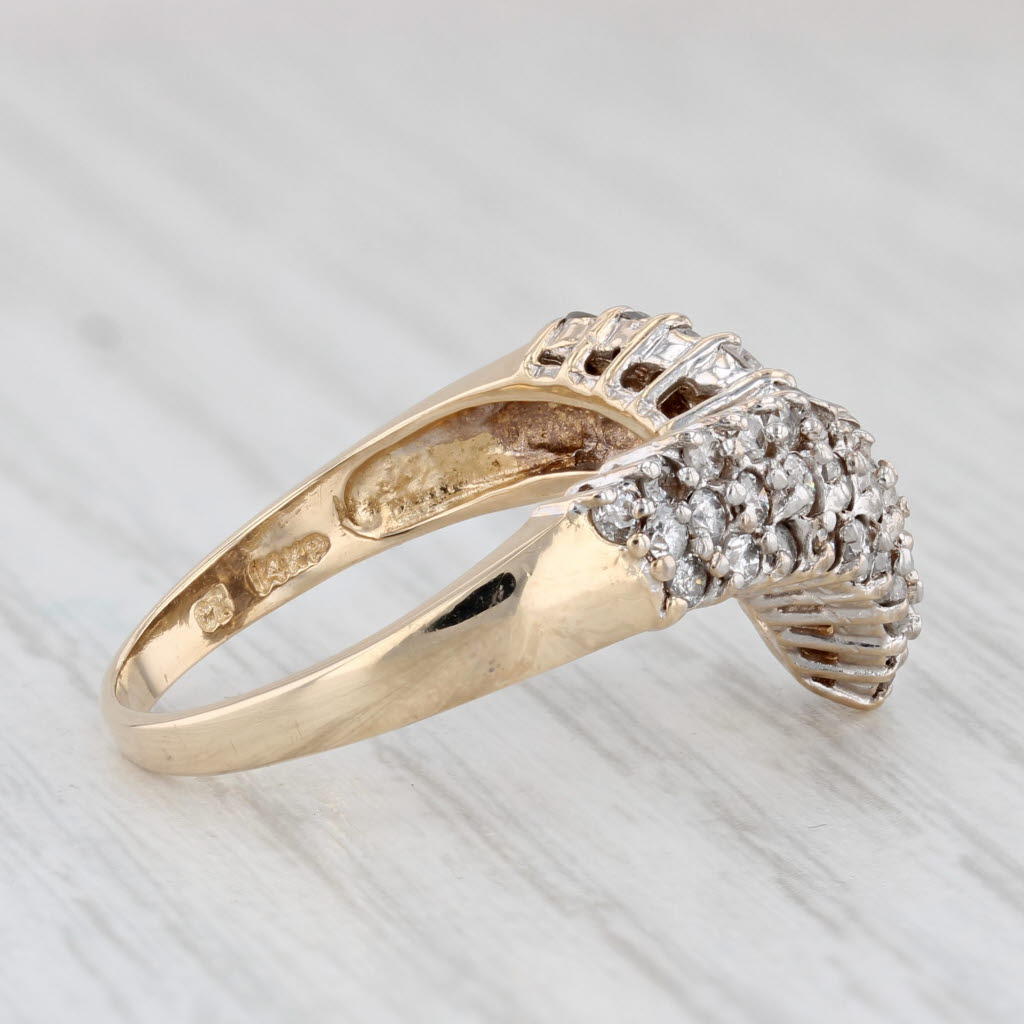 Light Gray 1ctw Pave Diamond Contoured V Ring 14k Yellow Gold Size 7.5