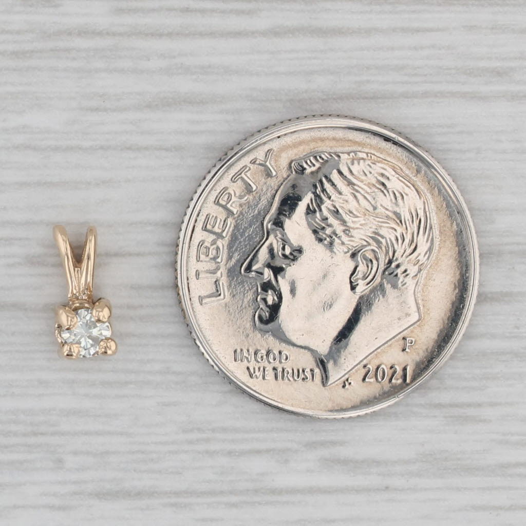 Gray Small Diamond Solitaire Pendant 14k Yellow Gold