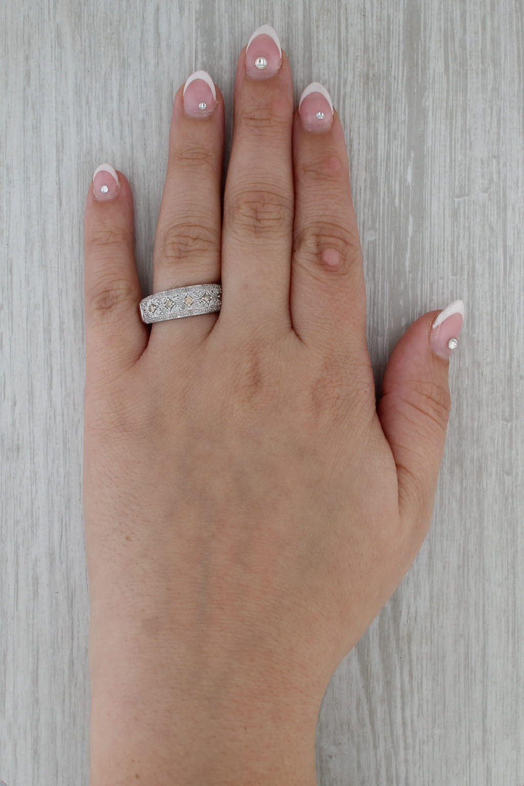 0.52ctw Pave Diamond Ring 10k White Gold Size 8 Wedding Band Size 8