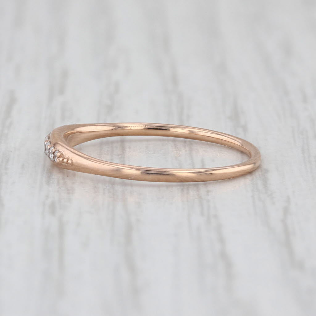 Ferkos 0.08ctw Diamond 14k Rose Gold Ring Size 7 Wedding Band Stackable
