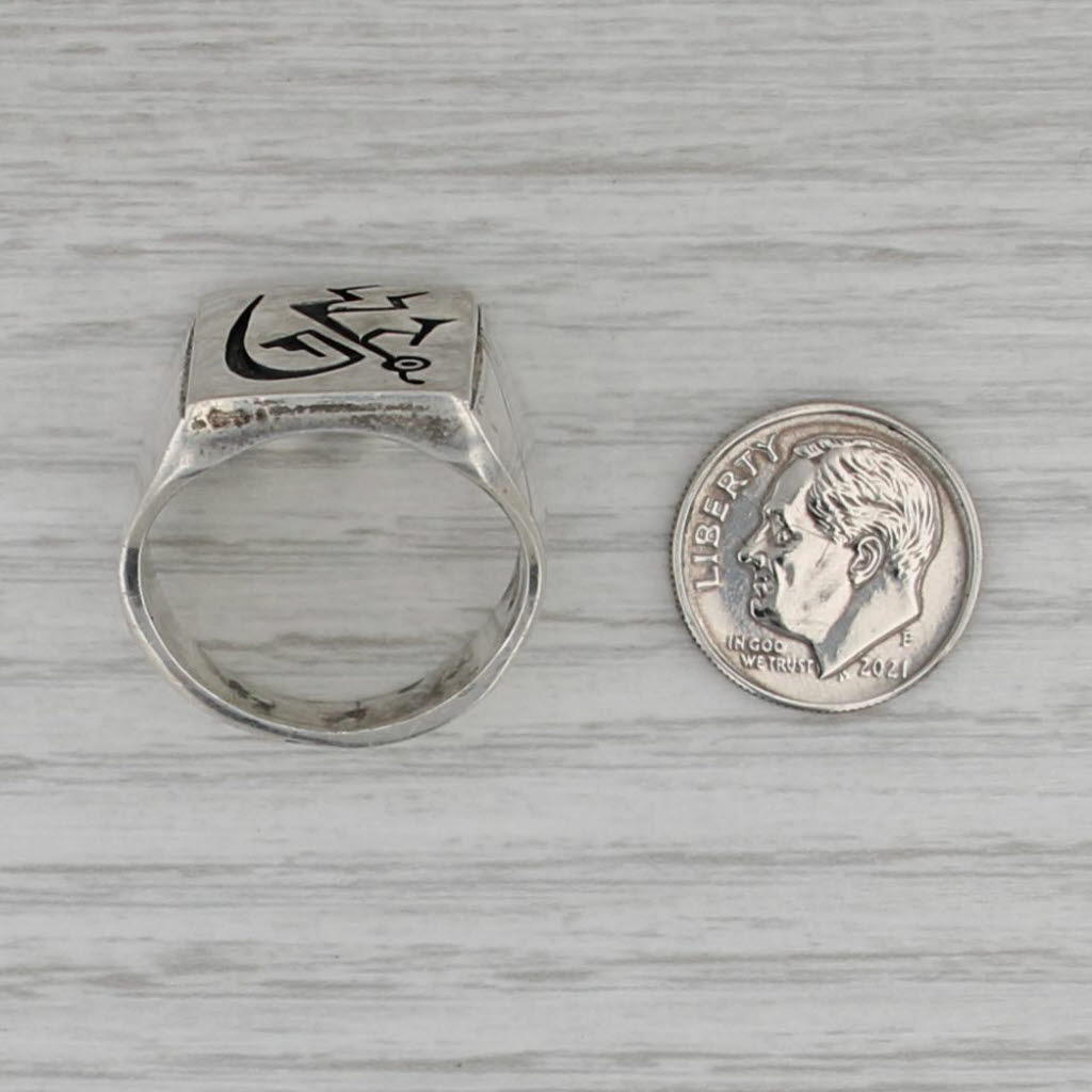 Kokopelli Large Signet Ring Sterling Silver Mitchel Sockyma Native American