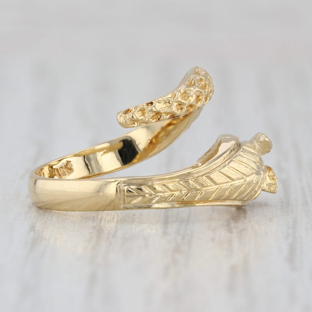 Vintage Lab Created Ruby Eyed Coiled Snake Ring 18k Gold Adjustable Size 6.5