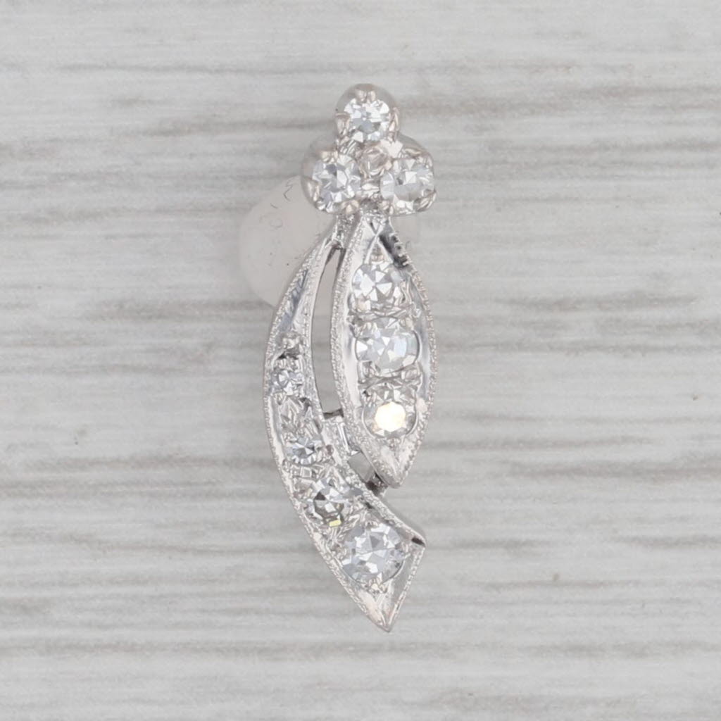 Gray Vintage 0.18ctw Diamond Journey Pendant 14k White Gold Small Drop