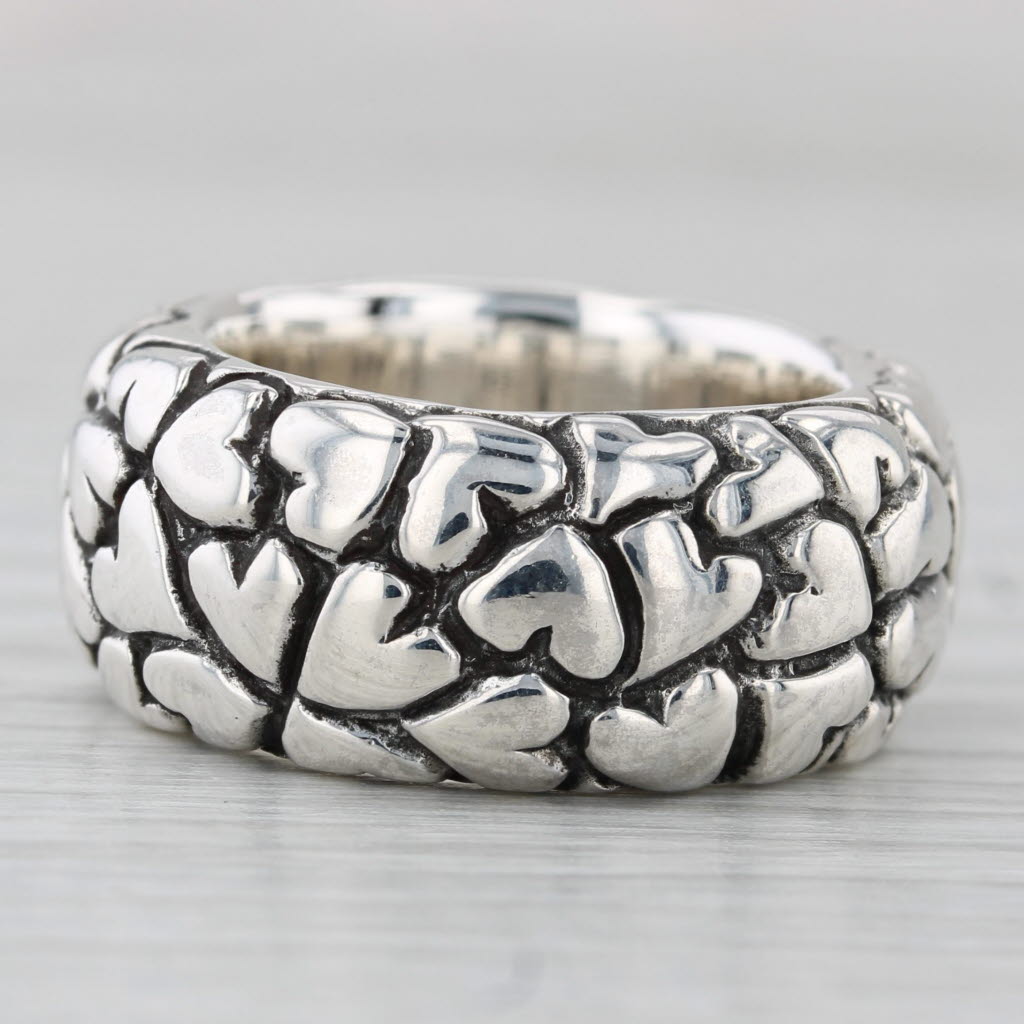 Light Gray Pandora Lotsa Love Sterling Silver Ring Size 5.25 Band Statement Retired