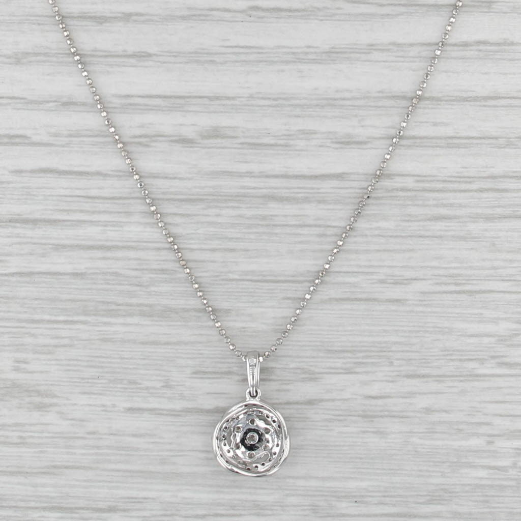 0.39ctw Diamond Cluster Interlocking Circles Pendant Necklace 14k White Gold 16"