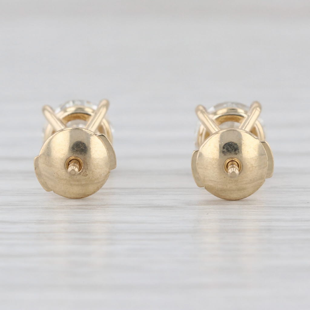 New 2.01ctw Diamond Stud Earrings 14k Yellow Gold GIA Round Solitaire Studs