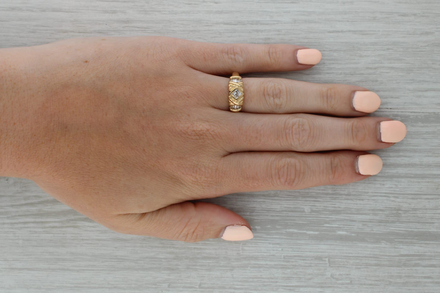 Rosy Brown 0.50ctw Diamond Ring 18k Yellow Gold Size 6.25
