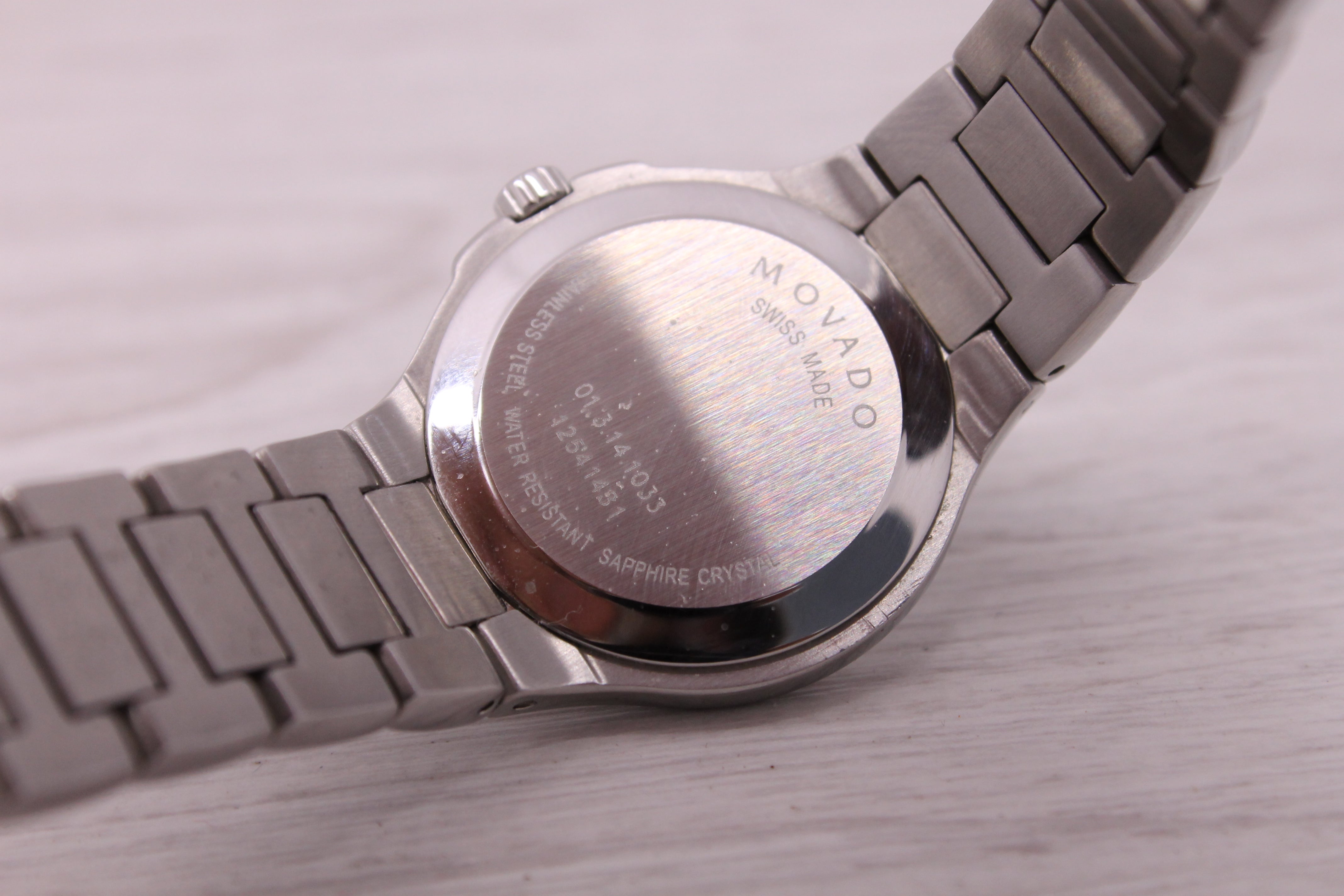 Dark Gray Movado Museum 28mm Stainless Steel Ladies Quartz Bracelet Watch 01.3.14.1033