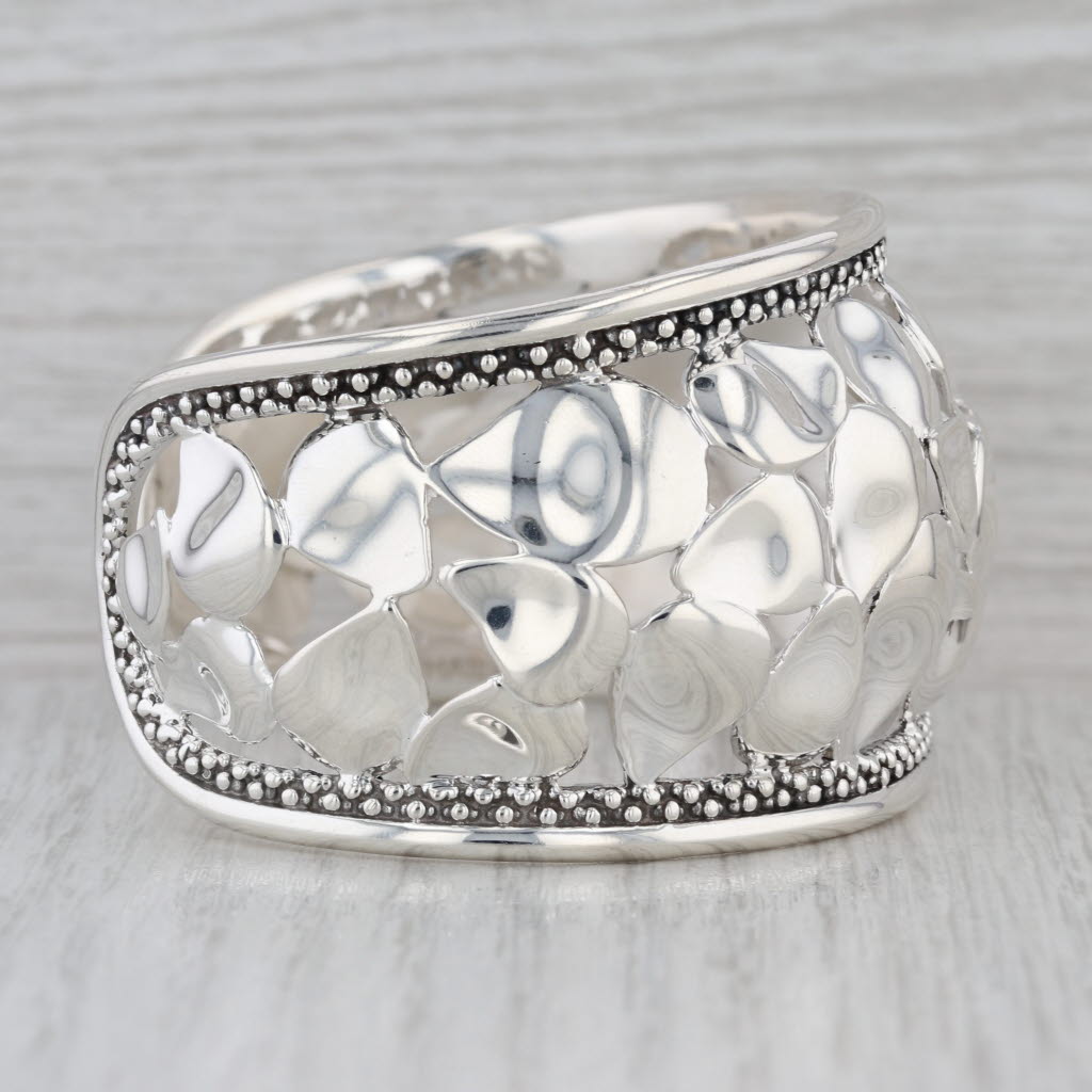 Michael Dawkins Flower Petals Cuff Bracelet Sterling Silver Statement 7.5"