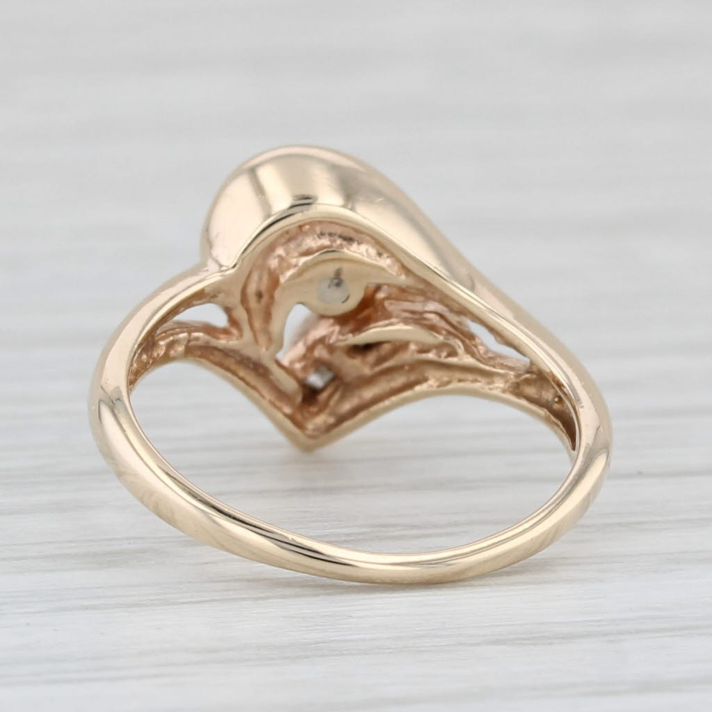 Light Gray Diamond Abstract Heart Ring 10k Yellow Gold Size 3.5