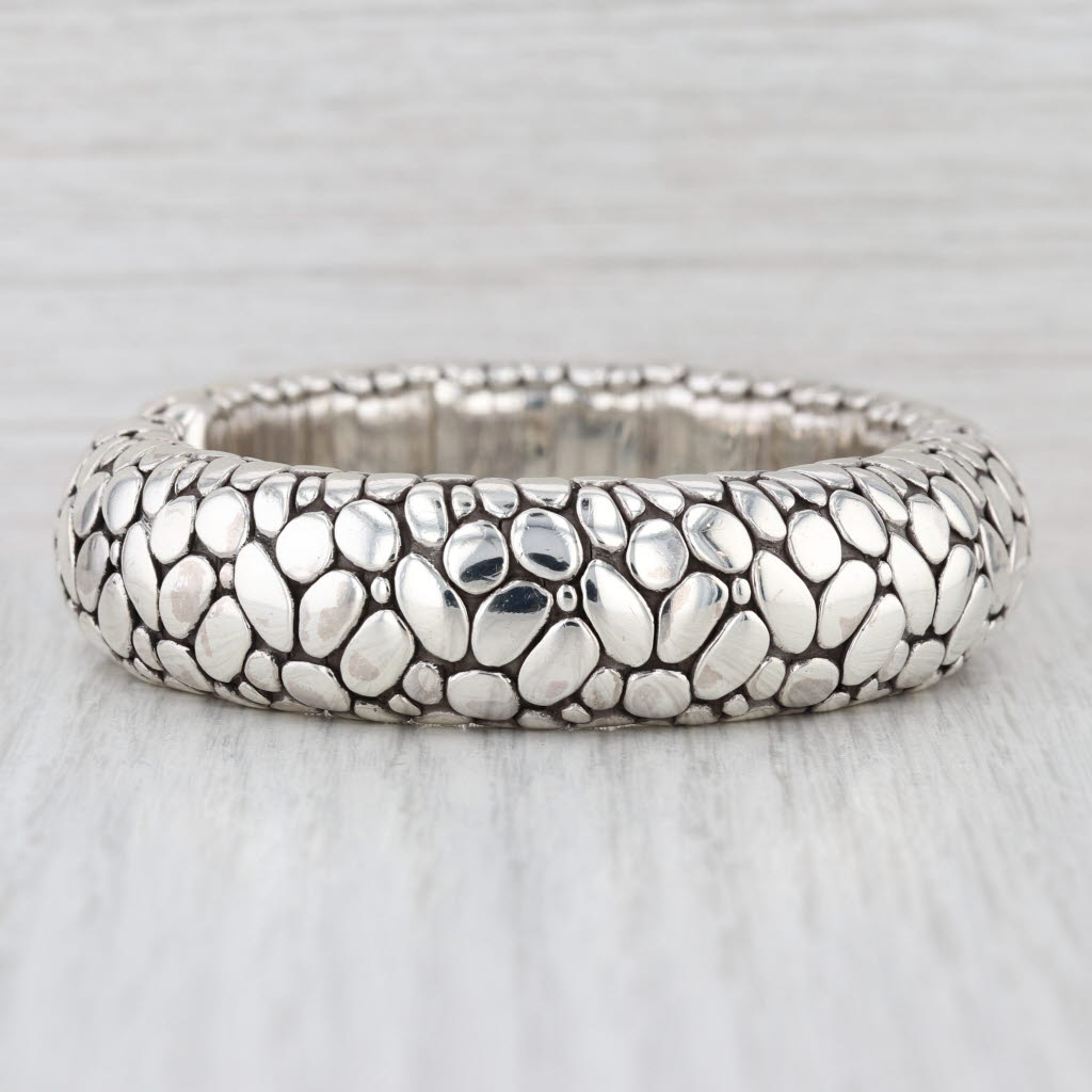 John Hardy Kali Pebble Flex Cuff Bracelet Sterling Silver Medium 6.75"