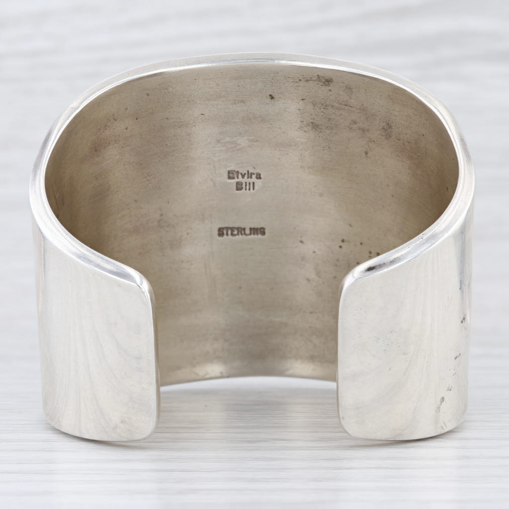 Elvira Bill Large Statement Cuff Bracelet Sterling Silver Navajo Native American