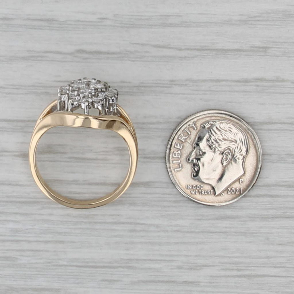 0.83ctw Diamond Cluster Ring 14k Yellow Gold Size 6.75 Cocktail