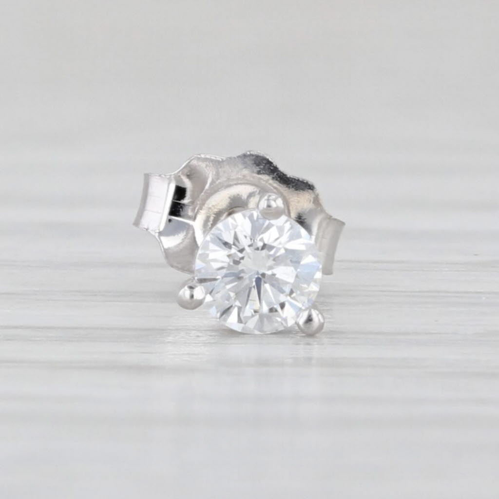 Single 0.17ct Diamond Solitaire Stud Earring 14k White Gold Round VS2