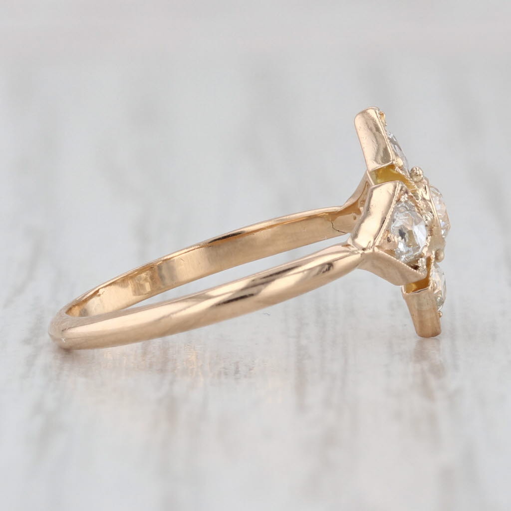 Antique 0.50ctw Diamond Cluster Ring 14k Yellow Gold Size 5.25