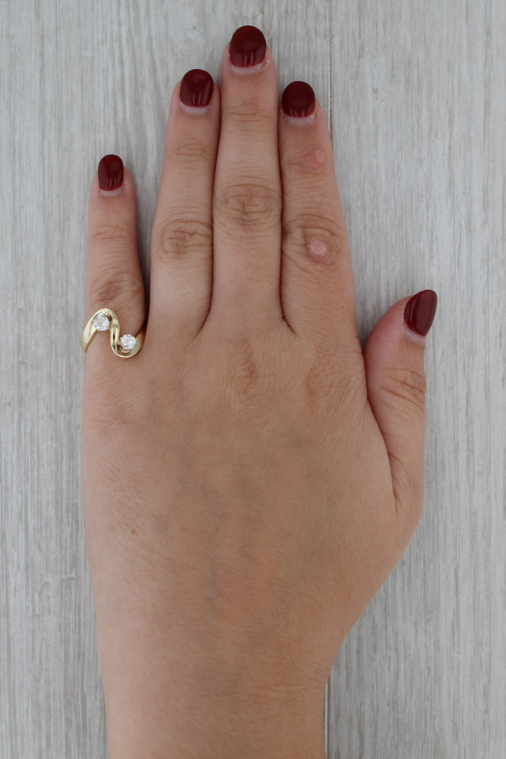 0.50ctw 2-Stone Diamond Bypass Ring 14k Yellow Gold Size 5.5