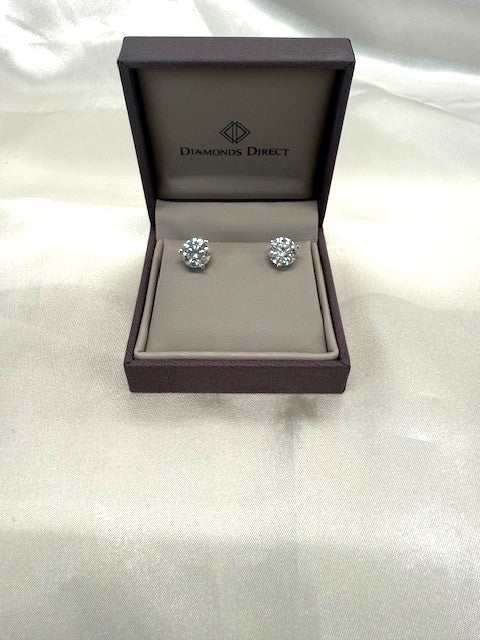 4.53ctw Round Diamond Solitaire Stud Earrings 14k Gold Screw Back Studs GIA