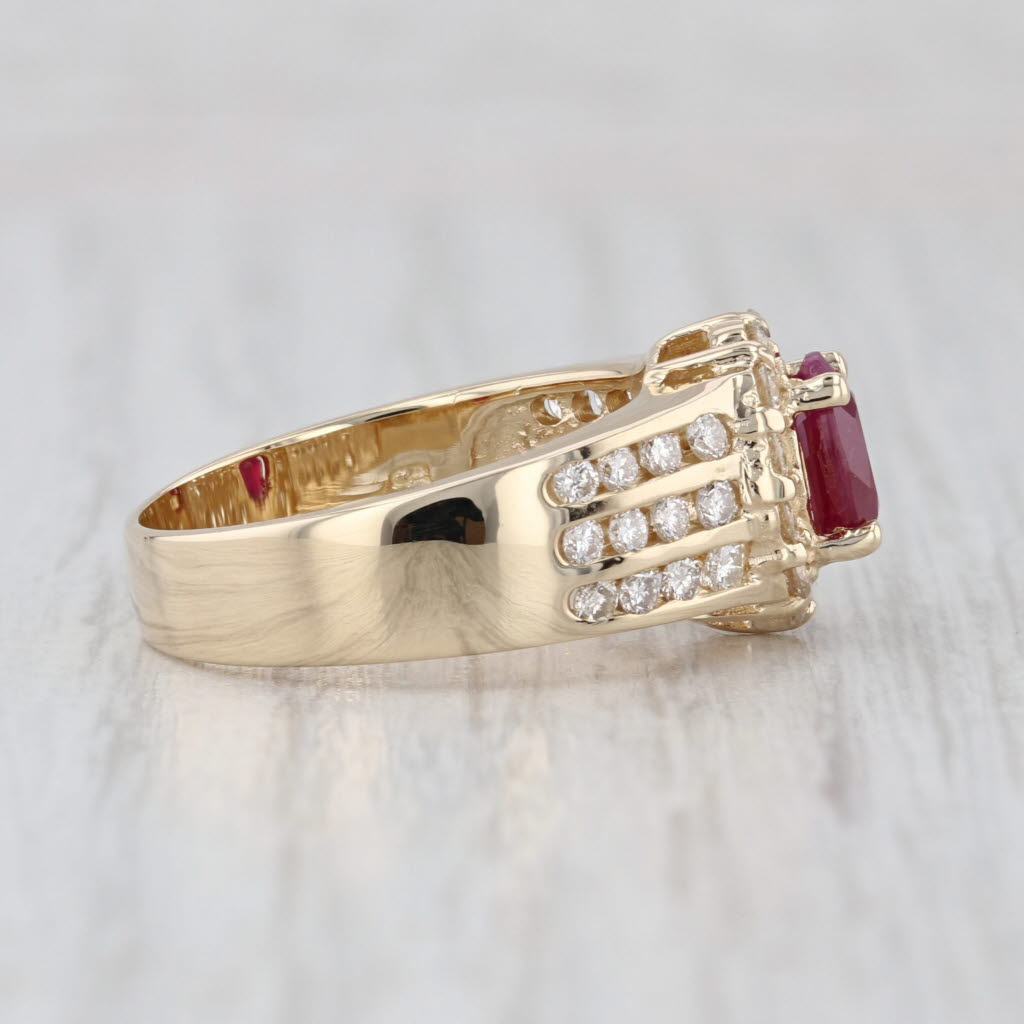 1.77ctw Ruby Diamond Halo Ring 14k Yellow Gold Size 7.25