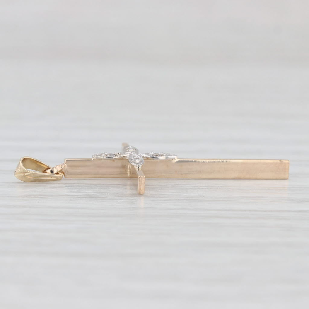 Light Gray Diamond Accented Cross Pendant 14k White Yellow Gold