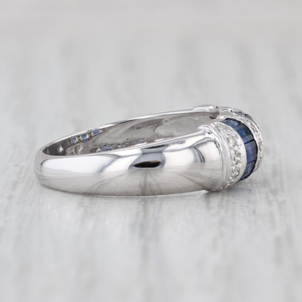 0.99ctw Sapphires Diamonds Ring 14k White Gold Size 7 Stackable Wedding