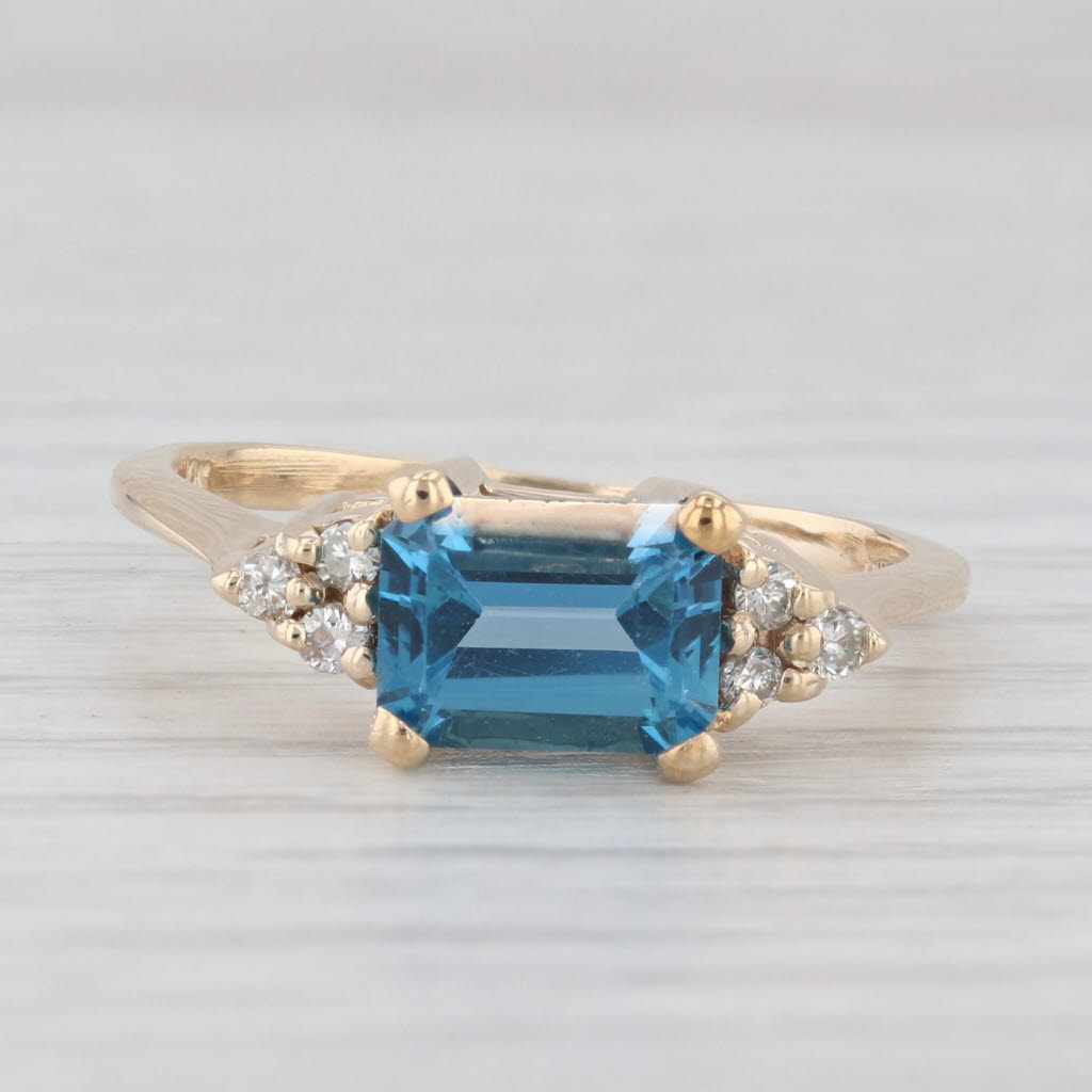 Light Gray 2.12ctw Blue Topaz Diamond Ring 10k Yellow Gold Size 8.5
