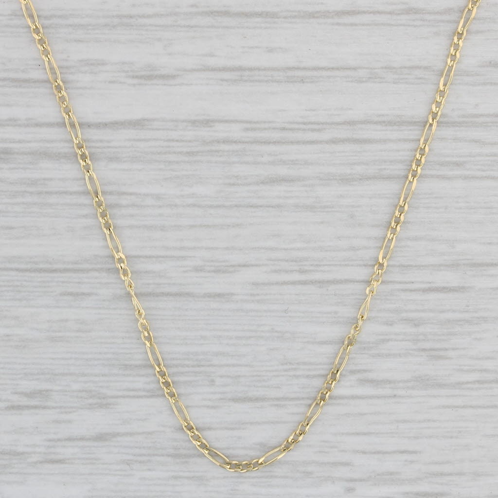 Gray New Figaro Chain Necklace 14k Yellow Gold 16" 1.3mm