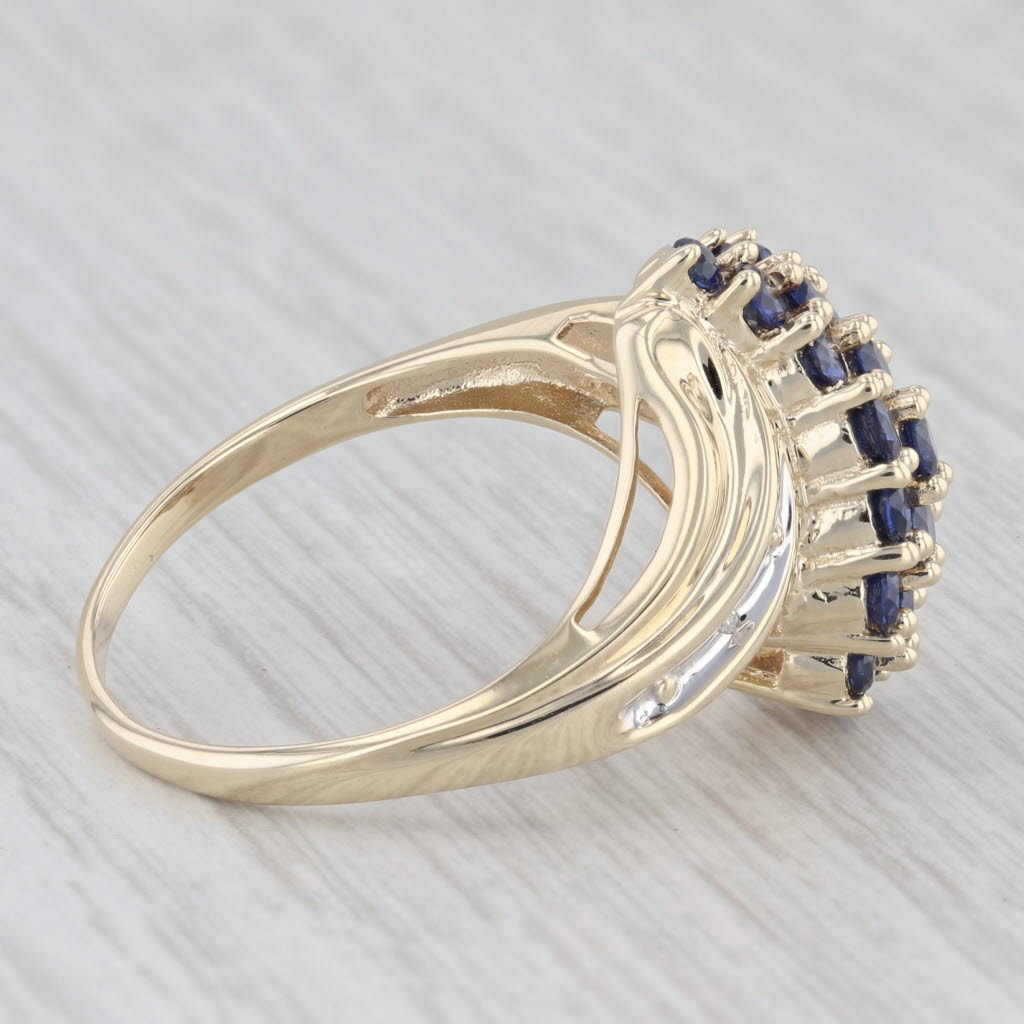 Light Gray 1.60tw Lab Created Blue Sapphire Cluster Ring 10k Yellow Gold Size 10 Bypass