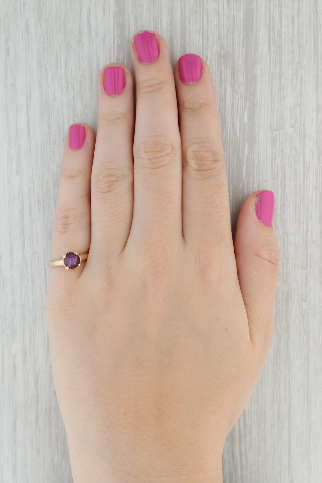 Gray Star Ruby Solitaire Ring 14k Yellow Gold Size 7.25