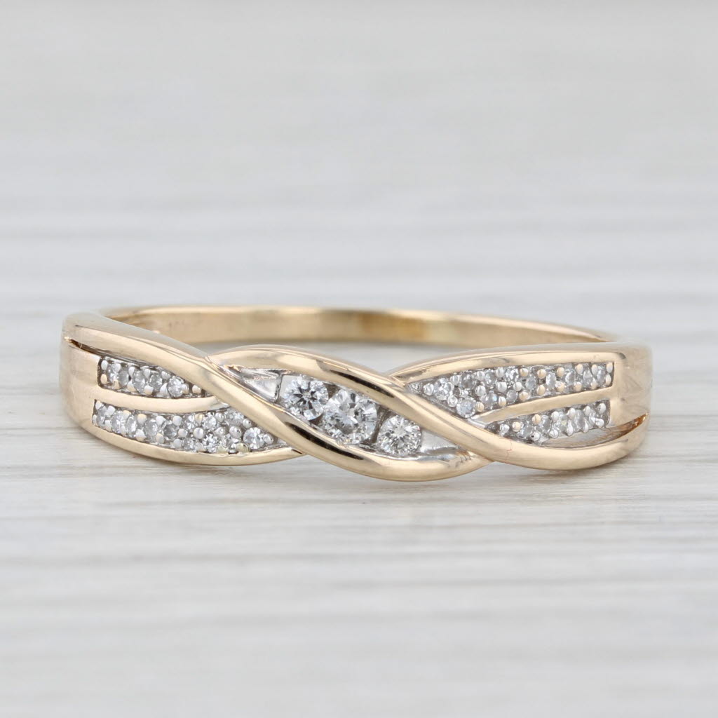 Light Gray Woven Diamond Ring 10k Yellow Gold Size 10.25 Stackable Anniversary Ring