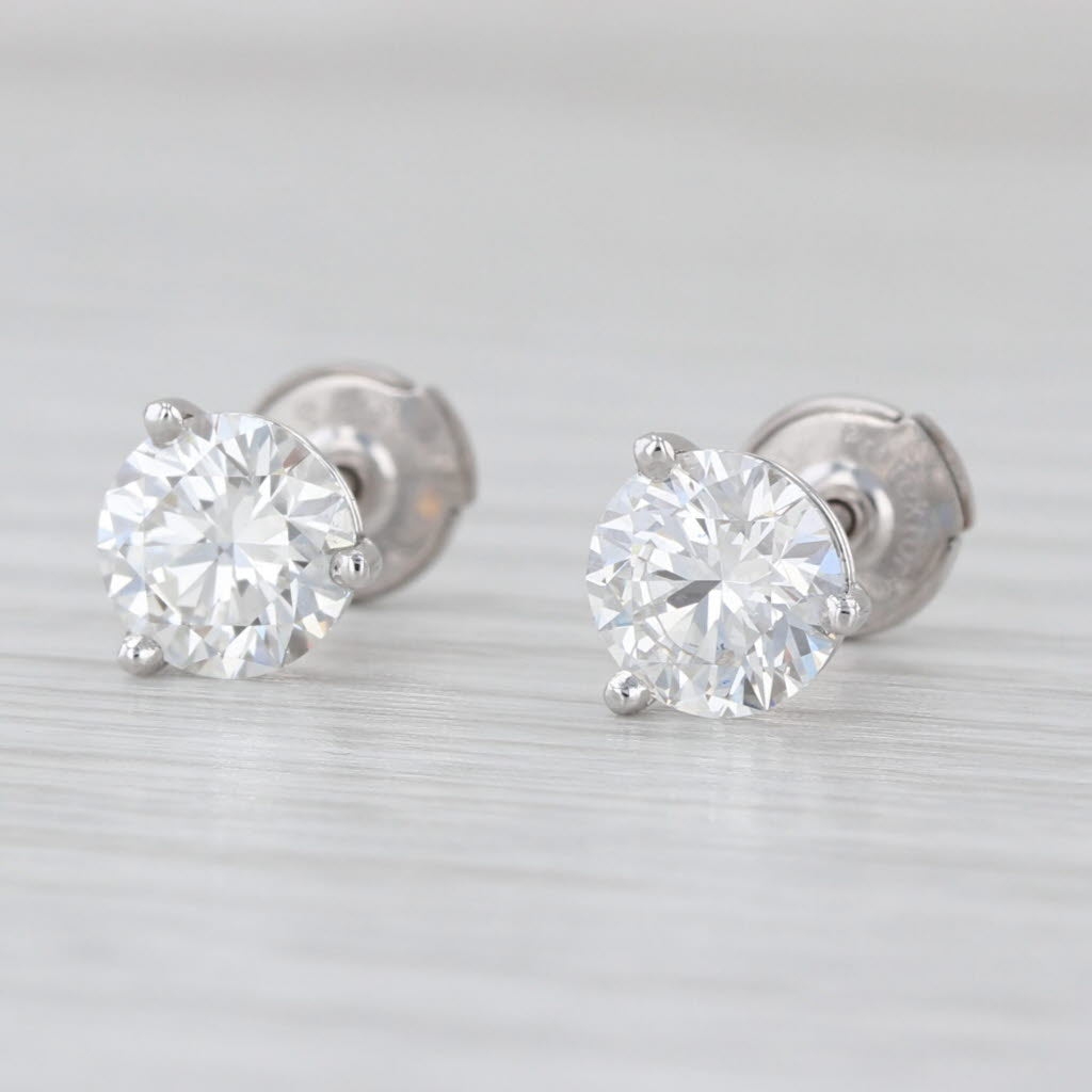 New 2ctw IGI Round Lab Grown Diamond Solitaire Stud Earrings 14k Gold Studs
