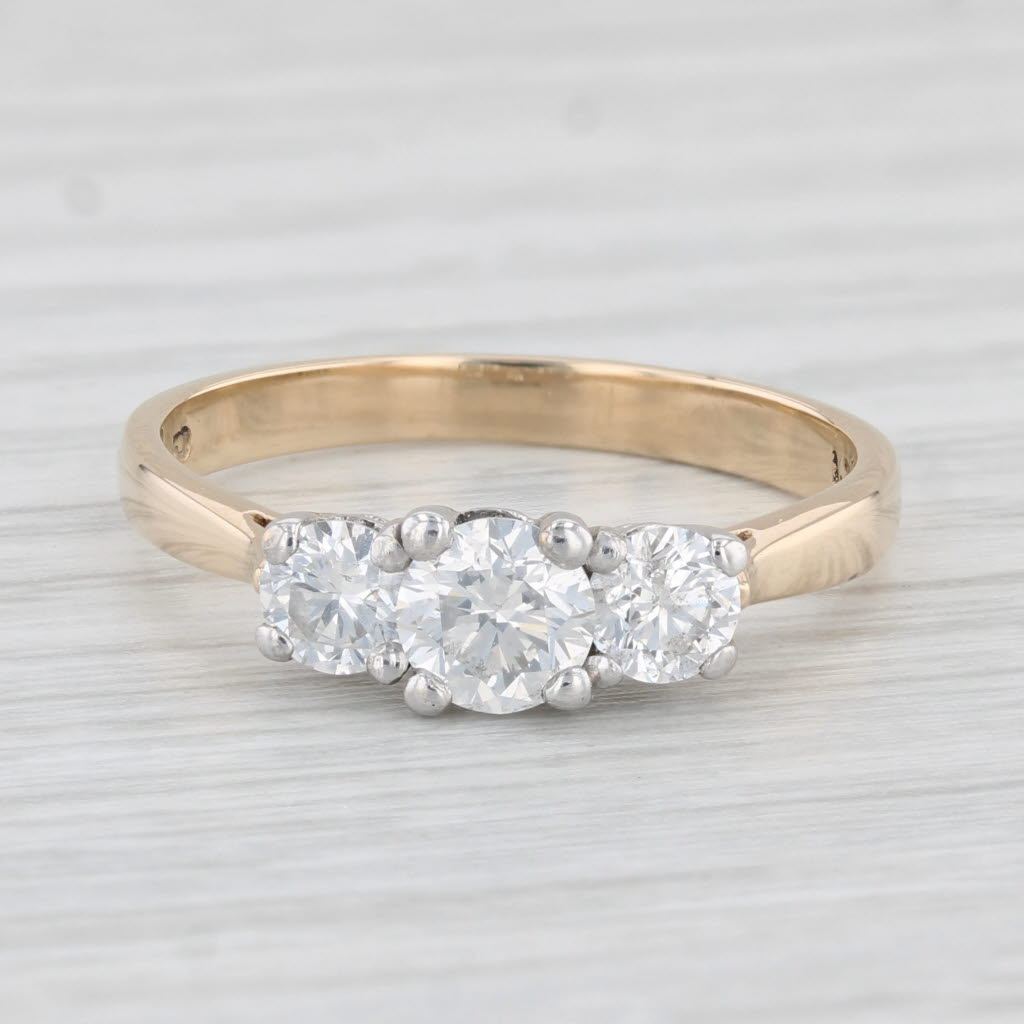 Light Gray 1.06ctw Oval 3-Stone Diamond Engagement Ring 14k Yellow Gold Size 7.25