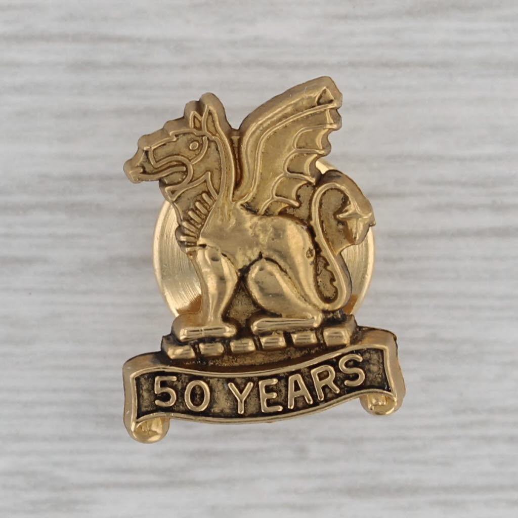 Gray Beta Theta Pi 50 Year Griffin Pin Vintage Greek Fraternity Badge