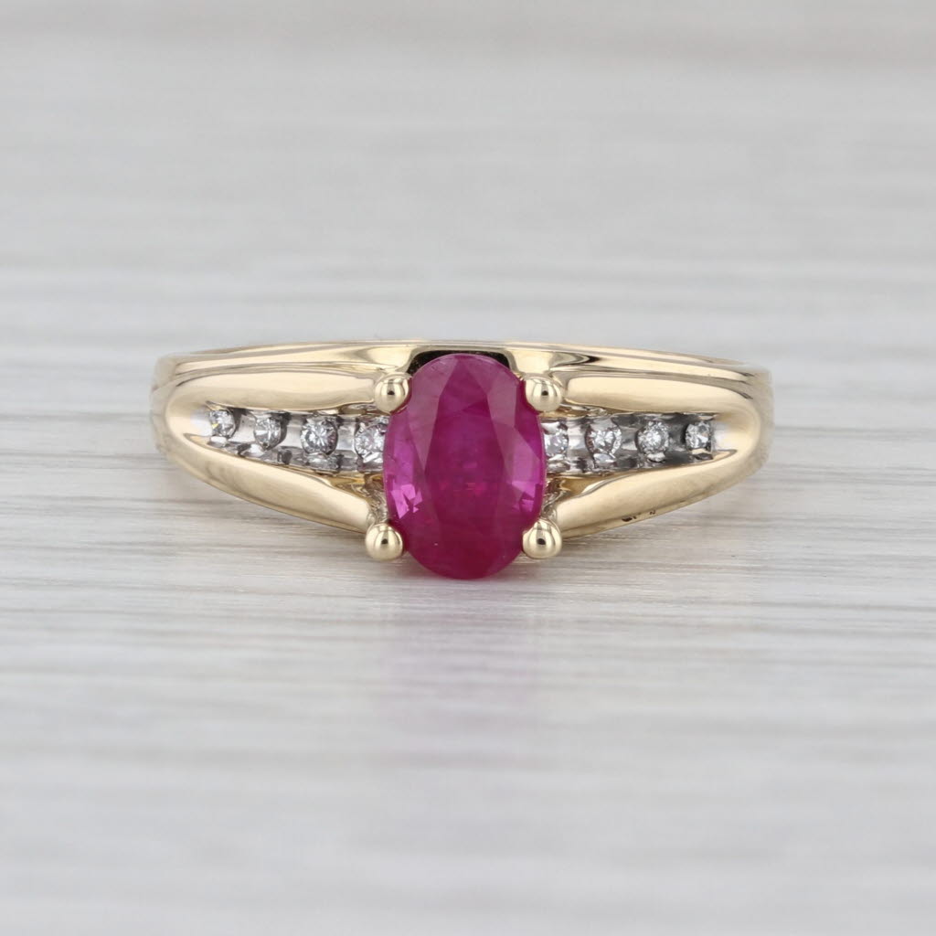 1.29ctw Oval Ruby Diamond Ring 14k Yellow Gold Size 7 Engagement
