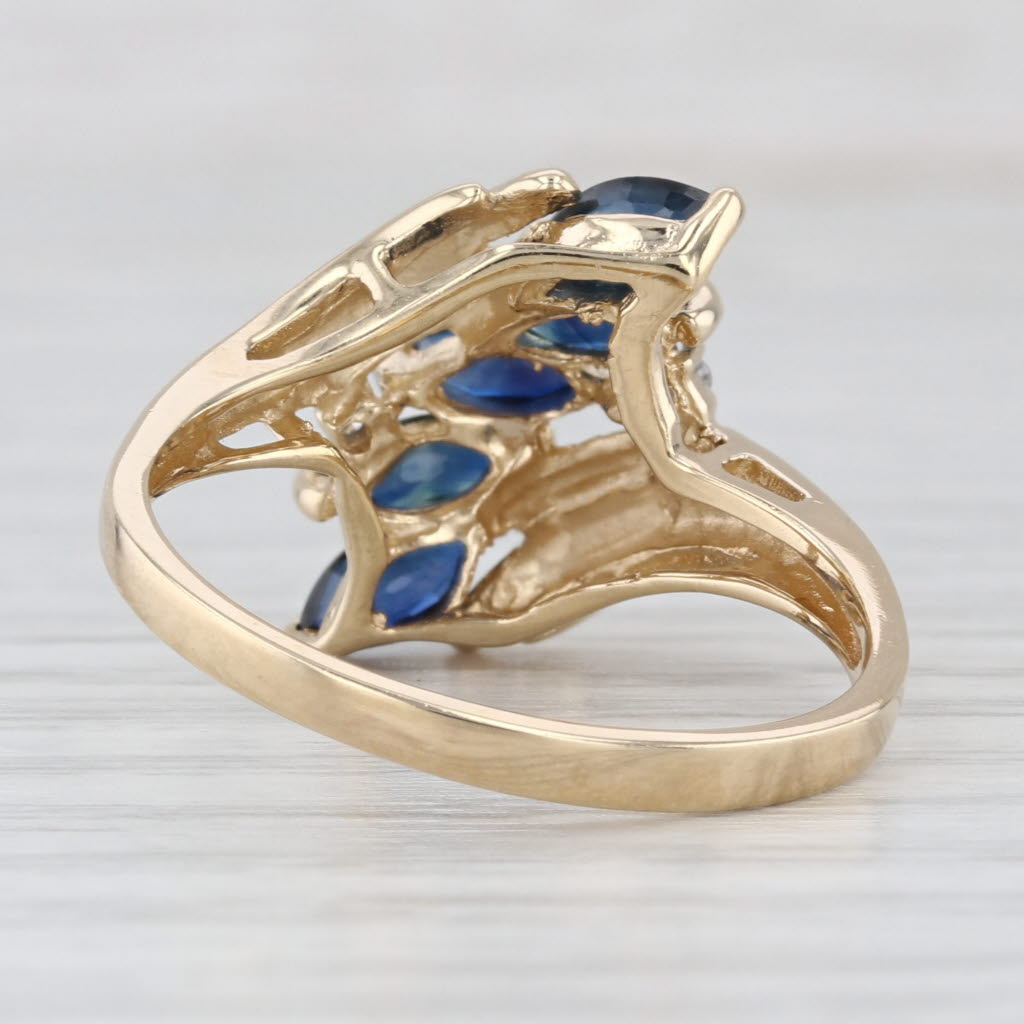1.73ctw Blue Sapphire Bypass Ring 14k Yellow Gold Size 10.25