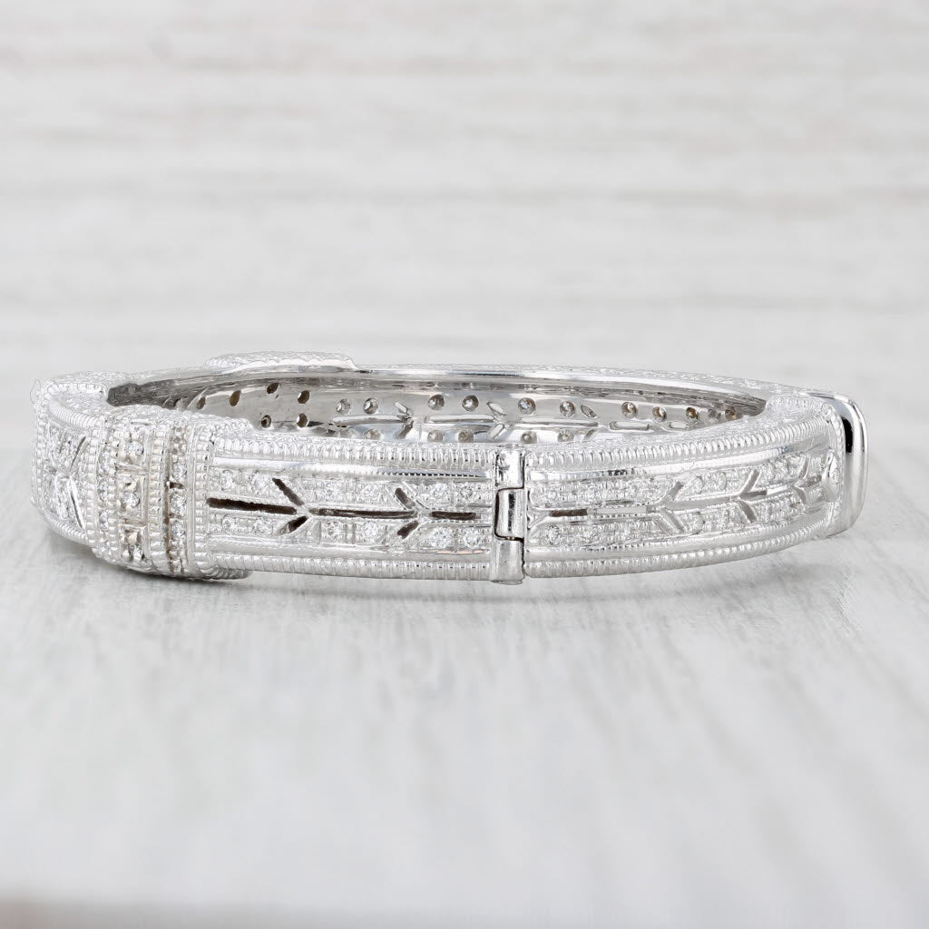 Light Gray Judith Ripka 1ctw Diamond Cuff Bracelet 18k White Gold