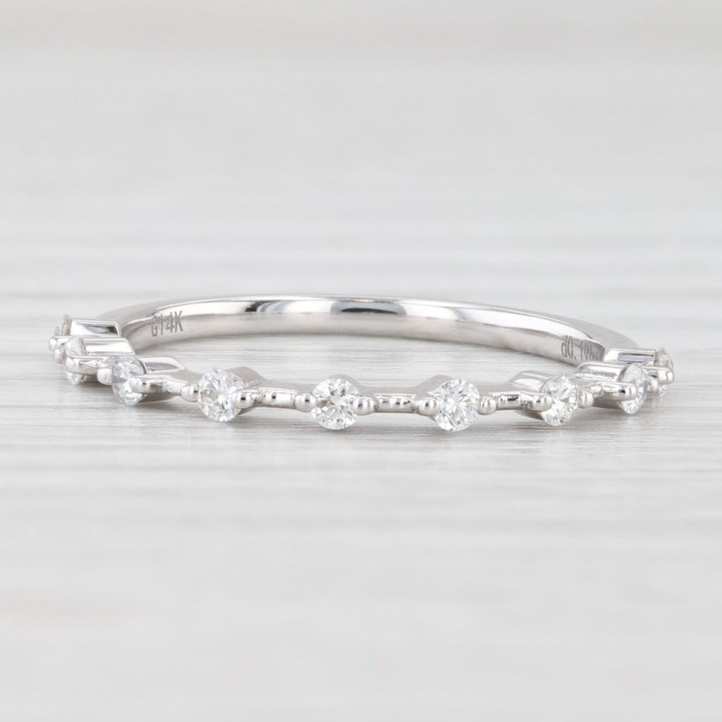 Light Gray New 0.19ctw Diamond Wedding Band 14k White Gold Stackable Anniversary Ring 6.5