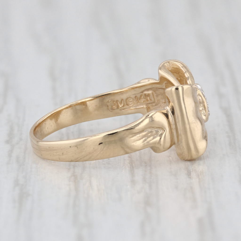 Diamond Accented Bow Tie Ring 14k Yellow Gold Size 6 Stackable