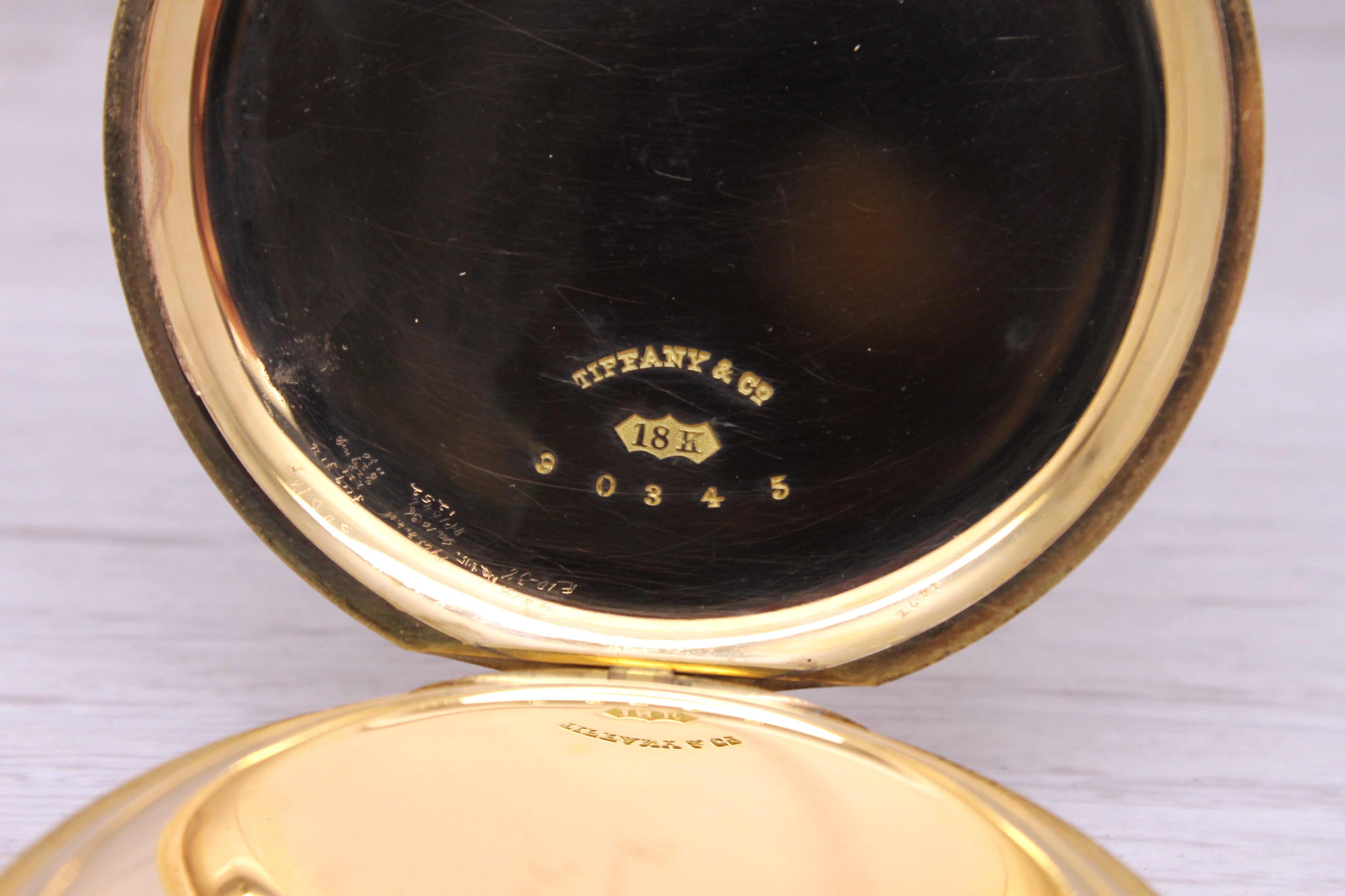 Light Gray Antique 1893 Tiffany Co 18k Gold Minute Repeater Pocket Watch by Patek Philippe
