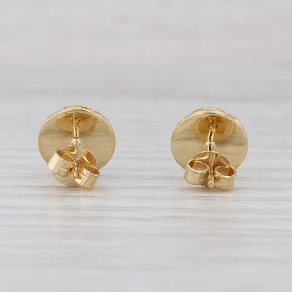 Italian Basket Weave Button Stud Earrings 18k Yellow Gold Dome Studs
