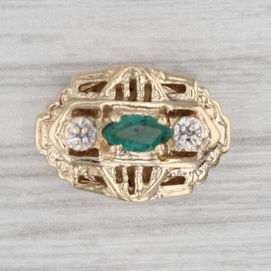 Gray 0.15ct Emerald Diamond Slide Bracelet Charm 10k Gold Vintage Richard Klein